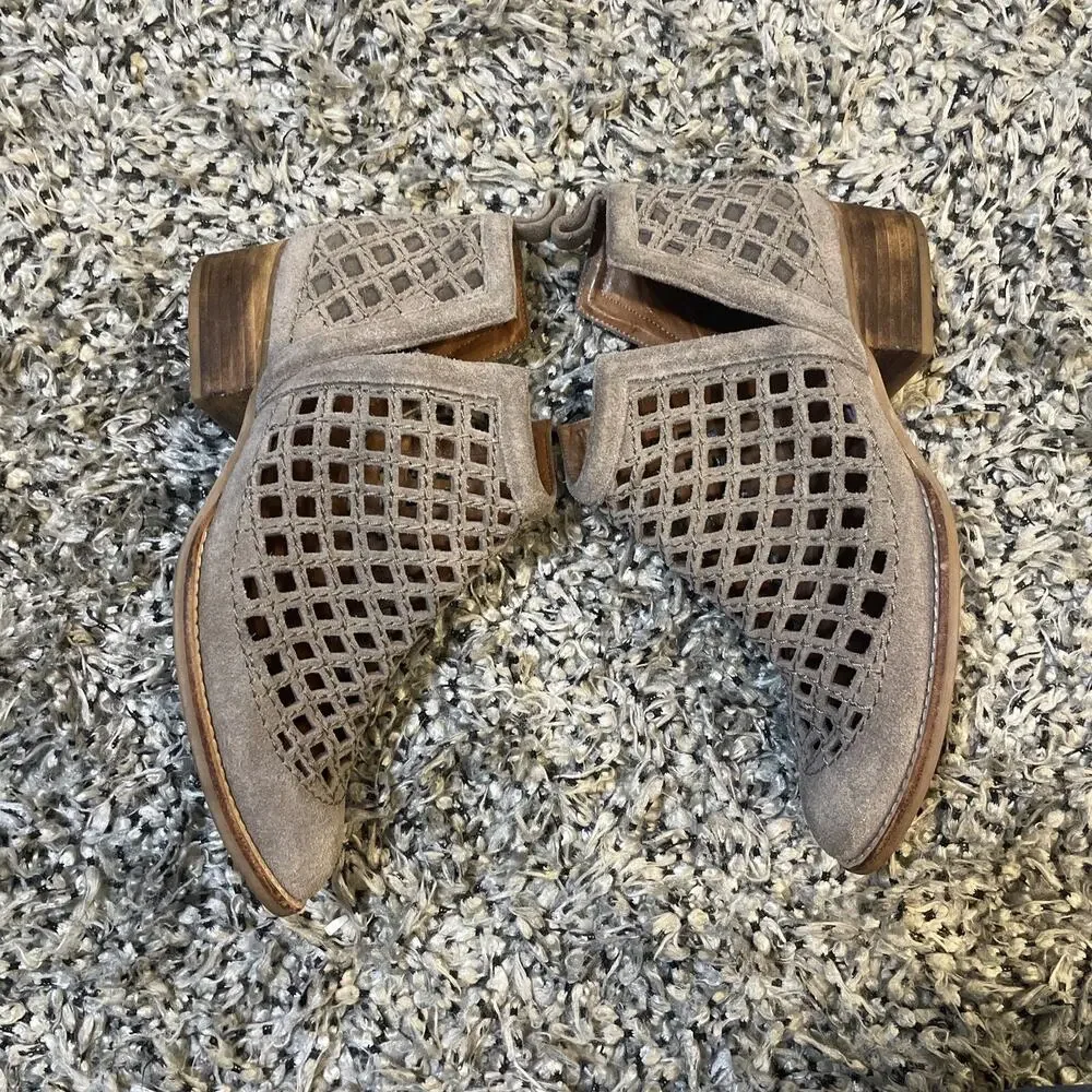 Jeffrey Campbell Taggart Brown Suede Leather Perforated Pointed Ankle Boot 6
